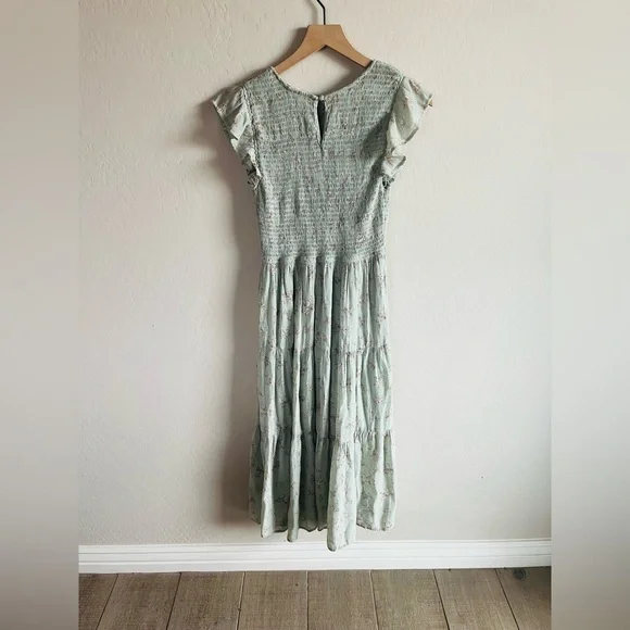 Sweet Wander Women’s Floral Smocked Tiered Midi SZL Boho Cottagecore Romantic - Picture 6 of 8